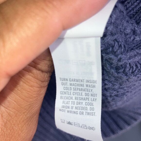 Offline aerie blue knit Hooded Women's oversized Sweater XS #736 - Picture 7 of 8